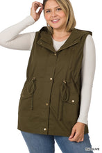 Load image into Gallery viewer, ZENANA PLUS Drawstring Waist Military Hoodie Vest