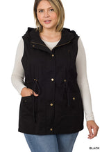 Load image into Gallery viewer, ZENANA PLUS Drawstring Waist Military Hoodie Vest