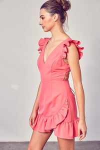 Do + Be Collection V-NECK RUFFLE DRESS