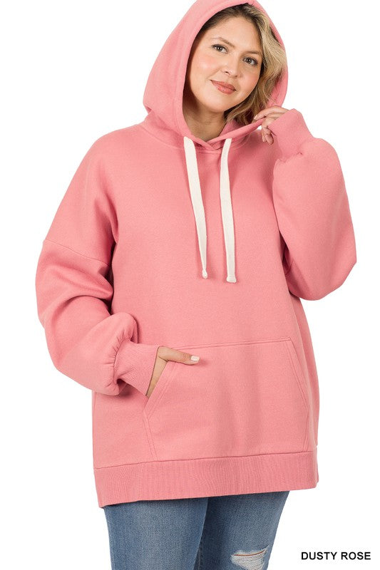 ZENANA PLUS OVERSIZED HOODIE LONGLINE SWEATSHIRT