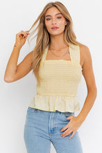 Load image into Gallery viewer, SLEEVELESS SMOCKED PEPLUM TOP