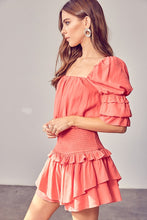 Load image into Gallery viewer, Do + Be Collection PUFF SLEEVE SMOCKED WAIST ROMPER