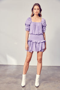 Do + Be Collection PUFF SLEEVE SMOCKED WAIST ROMPER