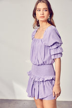 Load image into Gallery viewer, Do + Be Collection PUFF SLEEVE SMOCKED WAIST ROMPER