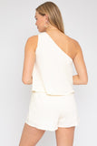 Gilli SLEEVELESS ONE SHOULDER LAYERED TOP ROMPER