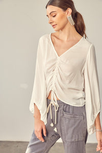 Mustard Seed FRONT TIE SHIRRING TOP