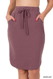 ZENANA SELF TIE TULIP HEM SKIRT WITH SIDE POCKETS