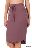 ZENANA SELF TIE TULIP HEM SKIRT WITH SIDE POCKETS