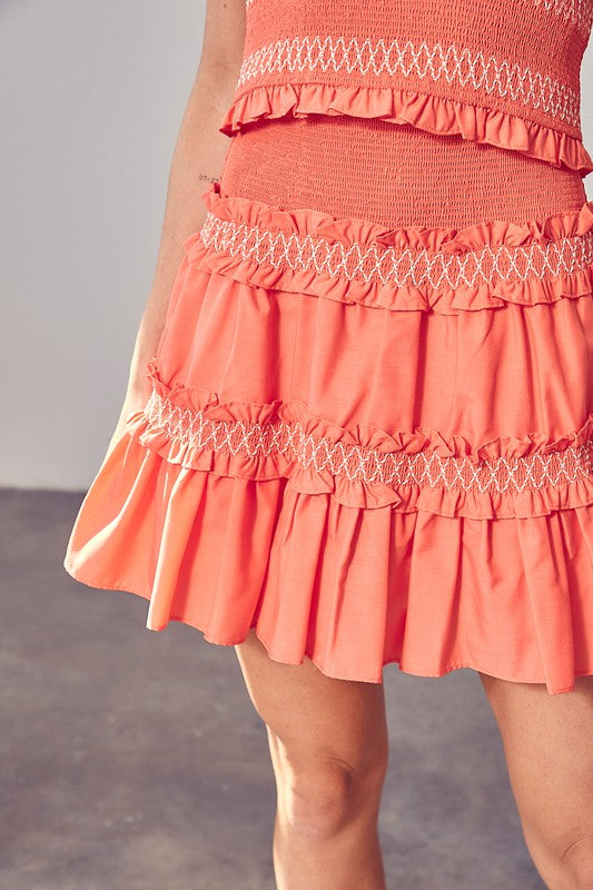 Do + Be Collection TIERED RUFFLE SKIRT