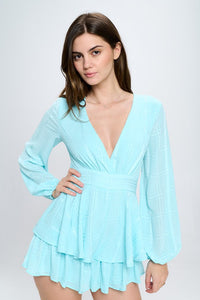 One and Only Collective Inc Long Sleeve Tiered Mini Romper