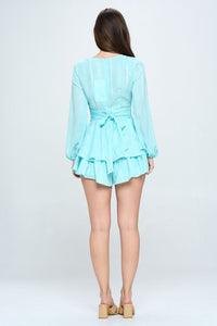 One and Only Collective Inc Long Sleeve Tiered Mini Romper