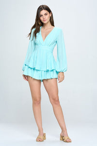 One and Only Collective Inc Long Sleeve Tiered Mini Romper