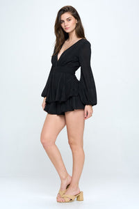 One and Only Collective Inc Long Sleeve Tiered Mini Romper