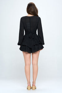 One and Only Collective Inc Long Sleeve Tiered Mini Romper