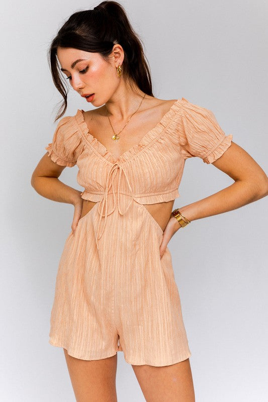 LE LIS OFF SHOULDER CUTOUT ROMPER