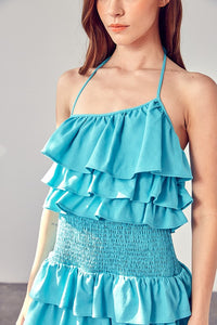 Do + Be Collection SMOCKED WAIST RUFFLE ROMPER