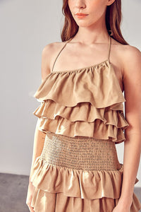 Do + Be Collection SMOCKED WAIST RUFFLE ROMPER