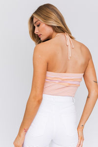 LE LIS HALTER NECK SWEATER CROP TOP