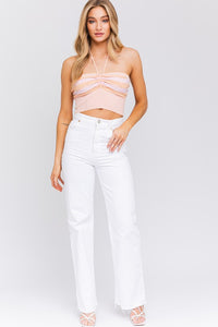 LE LIS HALTER NECK SWEATER CROP TOP