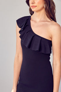 Do + Be Collection ONE SHOULDER RUFFLE DRESS