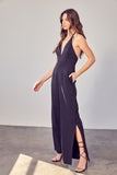 Do + Be Collection DEEP V-NECK WIDE LEG JUMPSUIT