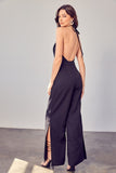 Do + Be Collection DEEP V-NECK WIDE LEG JUMPSUIT