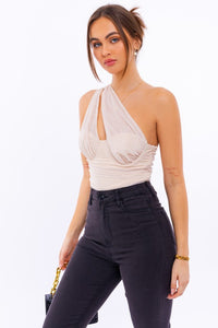 LE LIS ONE SHOULDER DETAIL MESH BODYSUIT