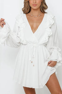 One and Only Collective Inc RUFFLE SURPLICE TIED MINI DRESS