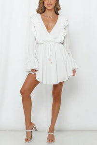 One and Only Collective Inc RUFFLE SURPLICE TIED MINI DRESS