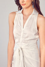 Load image into Gallery viewer, Do + Be Collection SLEEVELESS COLLARED FRONT TIE DRESS