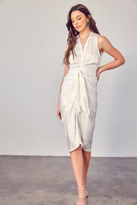 Do + Be Collection SLEEVELESS COLLARED FRONT TIE DRESS
