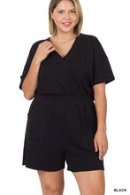 Load image into Gallery viewer, ZENANA Plus Drop Shoulder V-Neck Romper with Pockets