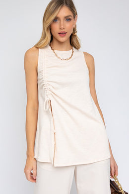 SLEEVELESS RUCHING TOP