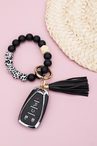 Aili's Corner Silicone Color Block Print Key Ring Bracelet