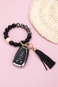 Aili's Corner Silicone Color Block Print Key Ring Bracelet