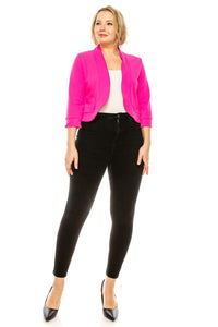 Moa Collection Plus size, solid, waist length blazer cardigan