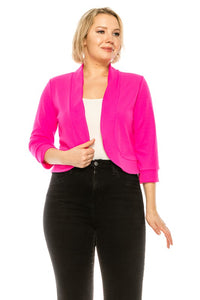 Moa Collection Plus size, solid, waist length blazer cardigan