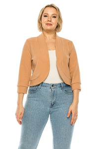 Moa Collection Plus size, solid, waist length blazer cardigan