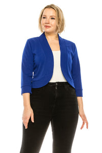 Moa Collection Plus size, solid, waist length blazer cardigan