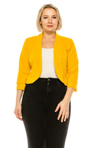 Moa Collection Plus size, solid, waist length blazer cardigan