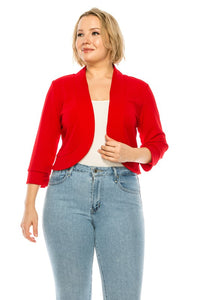 Moa Collection Plus size, solid, waist length blazer cardigan