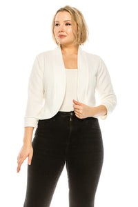 Moa Collection Plus size, solid, waist length blazer cardigan