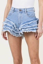 Load image into Gallery viewer, Vibrant M.i.U FRINGE DENIM SHORTS