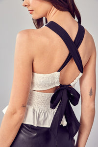 Do + Be Collection SMOCKED CRISS CROSS BACK TOP