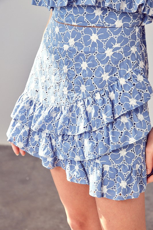 Do + Be Collection EYELET RUFFLE SKIRT