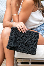 Load image into Gallery viewer, Aili&#39;s Corner Macrame Tassel Clutch