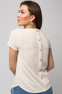 Gilli S/S Back Button Down Rib Top