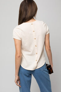 Gilli S/S Back Button Down Rib Top