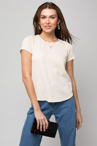 Gilli S/S Back Button Down Rib Top