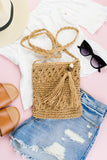 Aili's Corner Woven Straw Tassel Accent Crossbody Bag